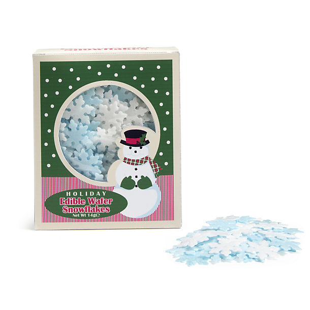 Cake Decorating Sprinkles - 14g Blue & White Snowmen Wafers image(1)