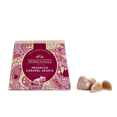 Thomas & Grace Luxury Pink Prosecco Caramel Hearts - (Image 1)