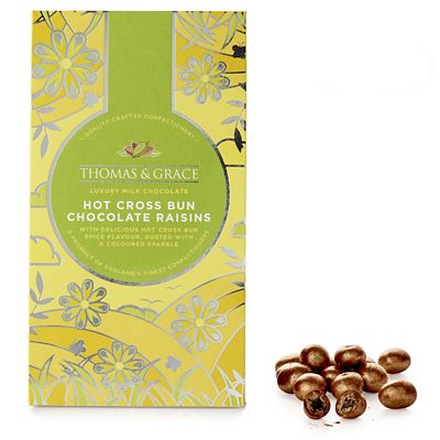 Thomas & Grace Hot Cross Bun Flavour Milk Chocolate Raisins 140g image(1)