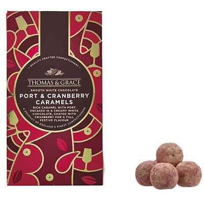 Thomas & Grace Port and Cranberry White Chocolate Caramels 120g