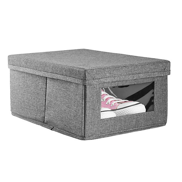 Foldable Grey Shoe Storage Box with Viewing Window image(1)