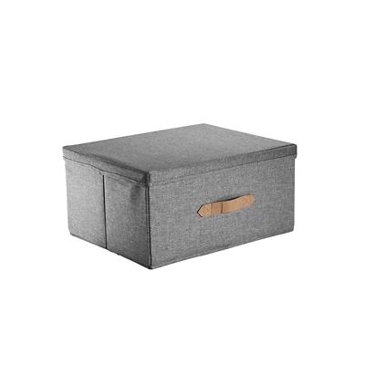 Foldable Grey Storage Box with Lid Medium Lakeland