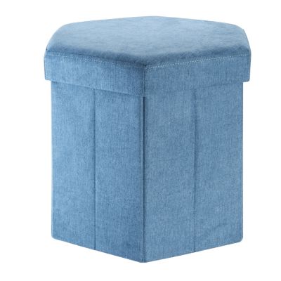 Hexagonal Foldable Storage Ottoman Teal 35L image(1)