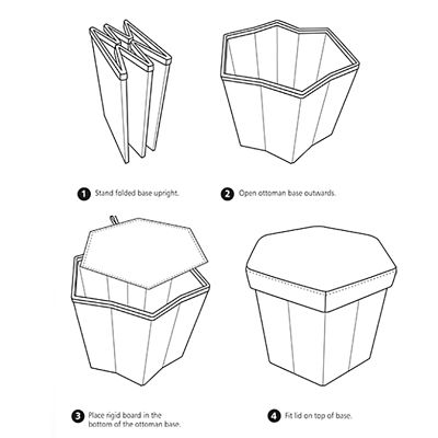 Hexagonal Foldable Storage Ottoman Teal 35L image(8)