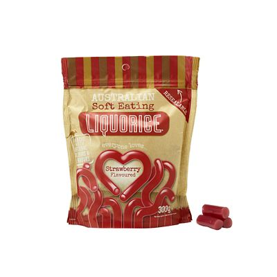 Australian Soft Eating Liquorice 300g Resealable Bag – Strawberry  image(1)