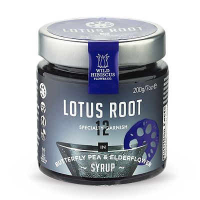 Lotus Root Slices in Butterfly Pea and Elderflower Cocktail Syrup image(1)