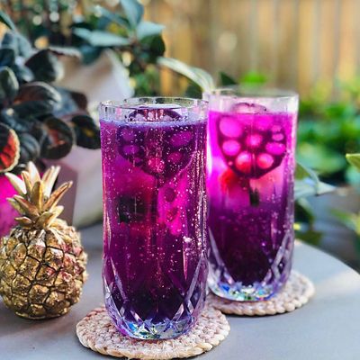 Lotus Root Slices in Butterfly Pea and Elderflower Cocktail Syrup image(2)