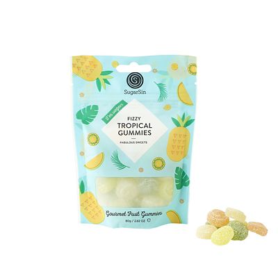 SugarSin Fizzy Tropical Gourmet Fruit Gummies Pouch 80g image(3)