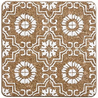Ladelle Fiesta Tile Square Cork Trivet – White image(1)
