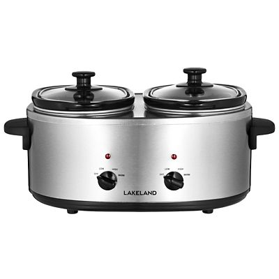 Lakeland 2-Pot x 2L Slow Cooker with Glass Lids | Lakeland