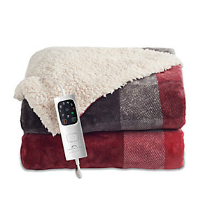Dreamland Velvety Electric Heated Throw Grey and Red Check – 135 x 180cm