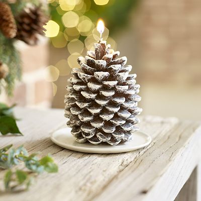 Frosted Pine Cone Christmas Candle 12cm image(2)