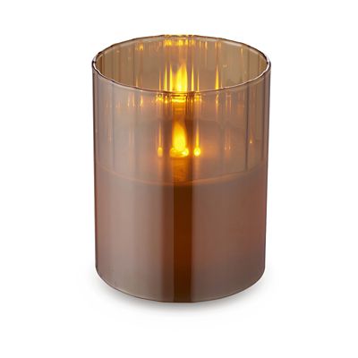 Golden Flickering LED Hurricane Lamp - (Image 1)