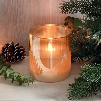 Golden Flickering LED Hurricane Lamp - (Image 2)