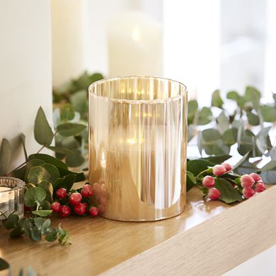 Golden Flickering LED Hurricane Lamp - (Image 3)
