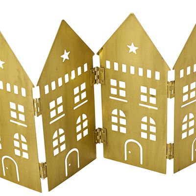 LED Folding Row of Golden Houses Christmas Decoration 44 x 17cm H. image(3)
