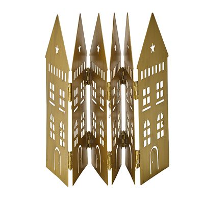 LED Folding Row of Golden Houses Christmas Decoration 44 x 17cm H. image(5)