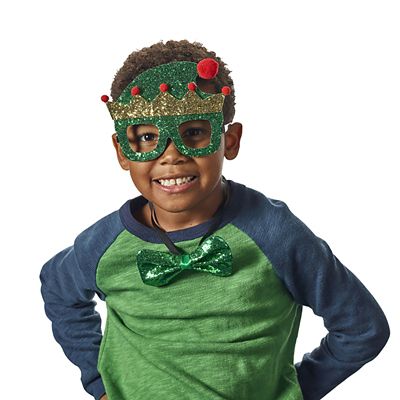 Glittery Elf Funglasses and Bow Tie Christmas Accessories - (Image 2)