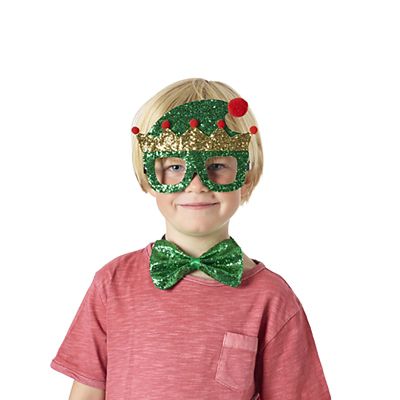 Glittery Elf Funglasses and Bow Tie Christmas Accessories - (Image 3)
