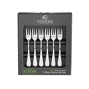 6pc Viners Select Stainless Steel Pastry Fork Set