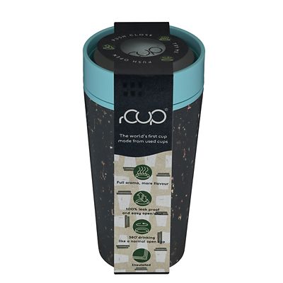 rCUP Recycled Coffee Cup – Black and Teal 340ml image(7)