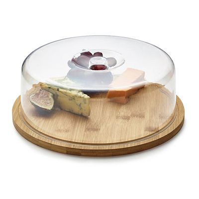 Lakeland Large Round Dome Lidded, Round Wooden Cheese Board With Glass Dome