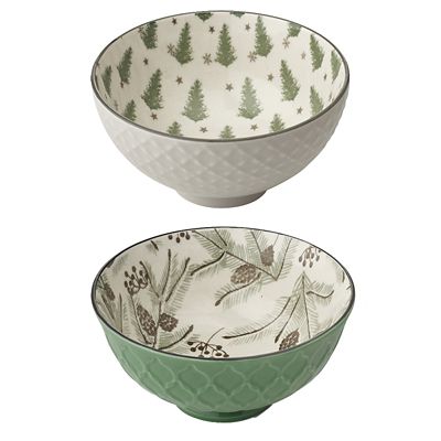 Festive Forest Textured Christmas Snack Bowls – Set of 2 image(1)