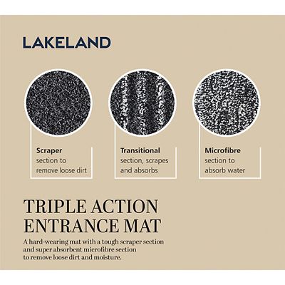 Lakeland Triple-Action Entrance Door Mat Charcoal 67 x 150cm image(4)