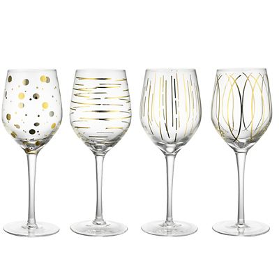 Mikasa Gold Etched Wine Glasses Set of 4 Lakeland