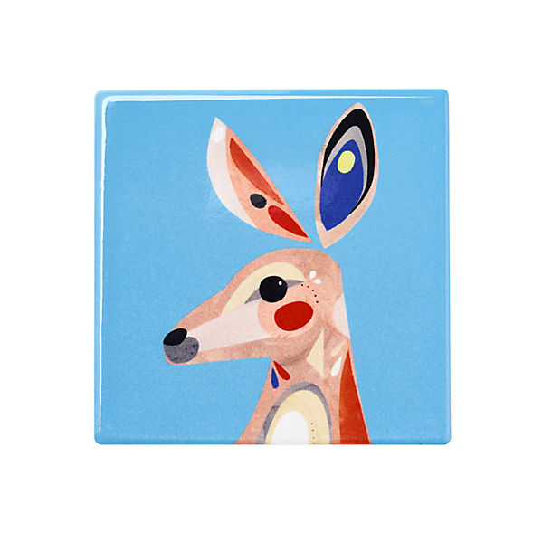 Pete Cromer Ceramic Coaster – Kangaroo 9.5cm Sq. image(1)