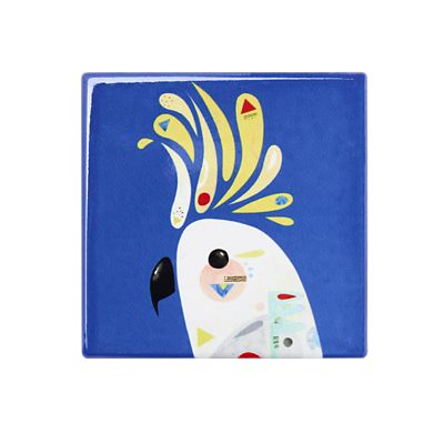 Pete Cromer Ceramic Coaster – Cockatoo 9.5cm Sq.