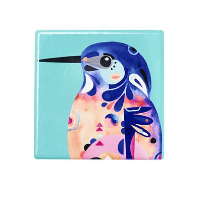 Pete Cromer Ceramic Coaster – Kingfisher 9.5cm Sq. image(1)