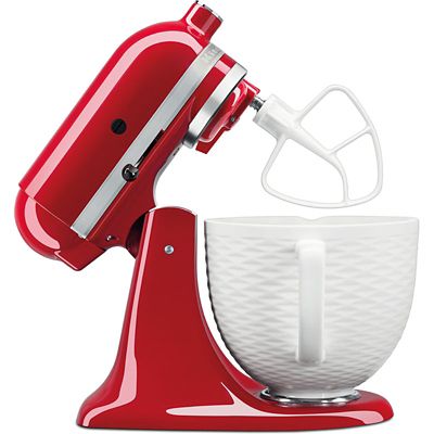 KitchenAid 3D Embossed White Ceramic Bowl 5KSM2CB5TLW - (Image 4)