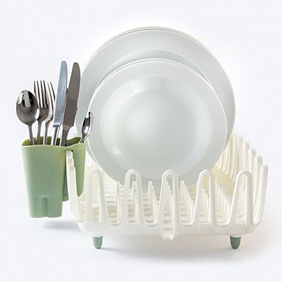ILO Clam Shell Small Dish Drainer Rack White and Sage Green image(7)