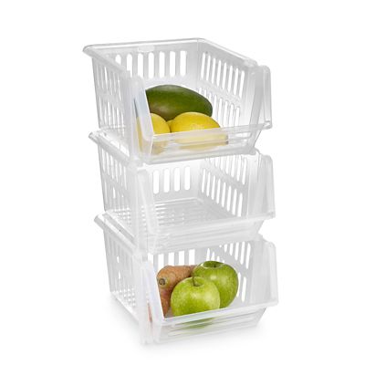 Stacking storage clearance baskets