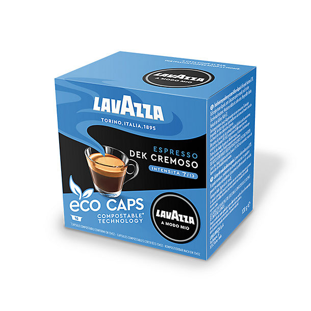 16 Lavazza A Modo Mio Espresso Dek Cremoso Eco Caps Coffee Capsules image(1)