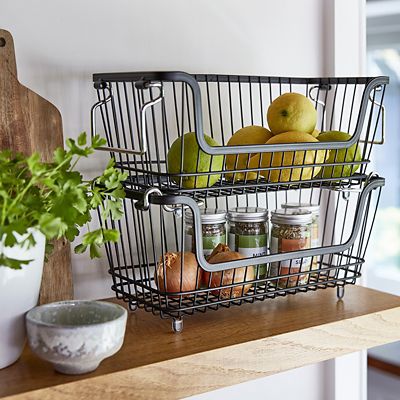 Lakeland Stackable Wire Storage Baskets Bundle - (Image 2)