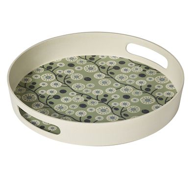 Lakeland Cherry Flower Bamboo Serving Tray with Handles 30.5cm Dia. Lakeland