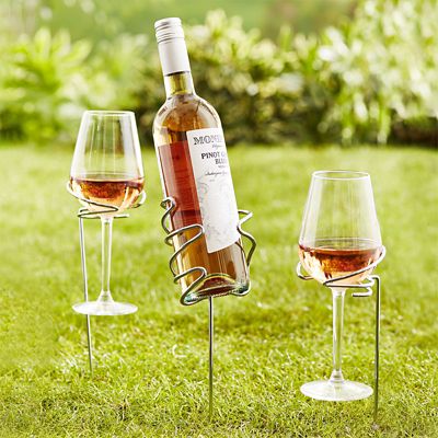 Picnic Stix Garden Stakes for Wine Bottle and 2 Glasses image(2)