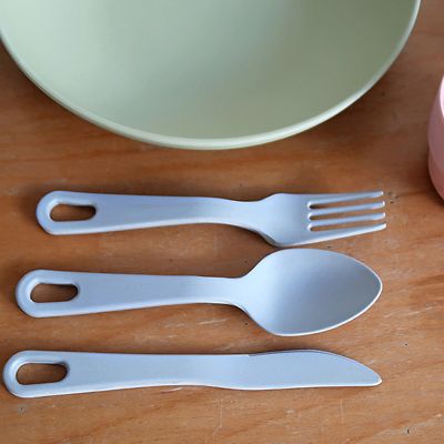 Zuperzozial Take-3 Bamboo Cutlery Set Blue – Knife, Fork and Spoon image(3)