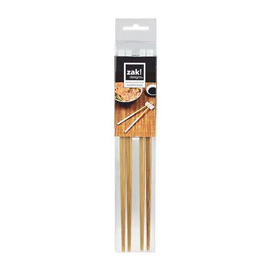 2 Zak Designs Bamboo Chopsticks and Silicone Rests - White  image(5)