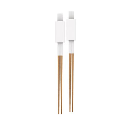 2 Zak Designs Bamboo Chopsticks and Silicone Rests - White  image(6)