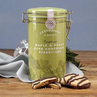 Cartwright & Butler Maple & Pecan Dark Chocolate Digestives Tin 200g alt image 2