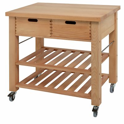 Eddingtons Lambourn Beechwood Kitchen Trolley 2 Drawer 90cm image(1)