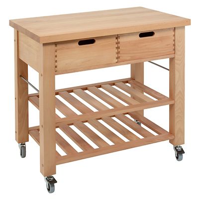 Eddingtons Lambourn Beechwood Kitchen Trolley 2 Drawer 90cm image(2)