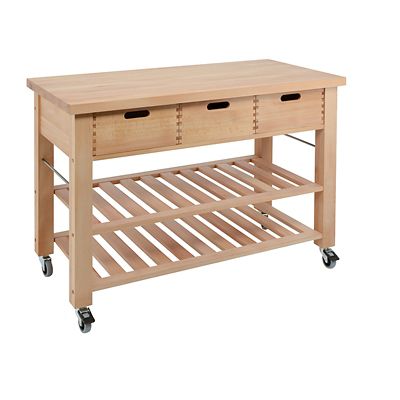 Eddingtons Lambourn Beechwood Kitchen Trolley 3 Drawer 120cm image(2)