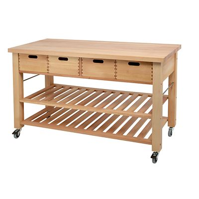 Eddingtons Lambourn Beechwood Kitchen Trolley 4 Drawer 150cm image(1)