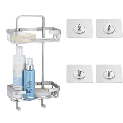 Tatay Double Basket Shower Caddy and Quick Fix Wall System Bundle - (Image 3)