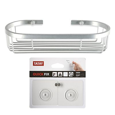Tatay Oval Shower Caddy and Quick Fix Wall System Bundle - (Image 1)
