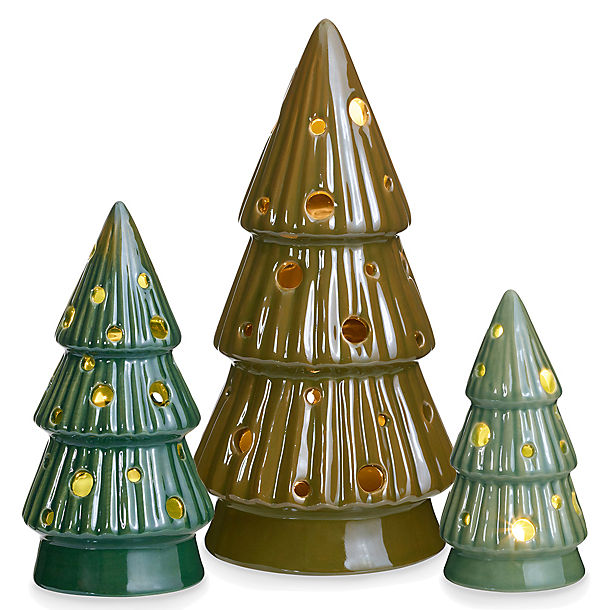 3 LED Ceramic Christmas Trees Decoration image(1)